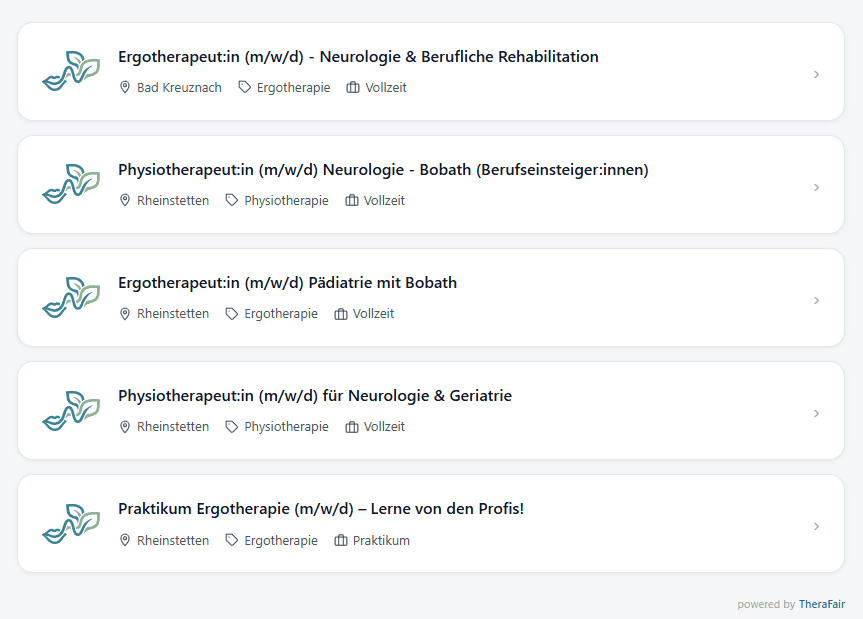 Widget Vorschau für TheraFair Stellenanzeigen
